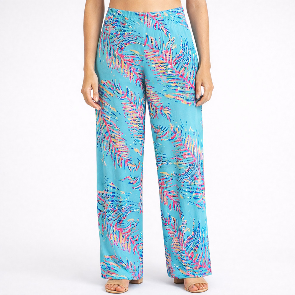 Lilly Pulitzer Georgia May Palazzo Pants Small Bomber Blue Plume Bloom Wide Leg